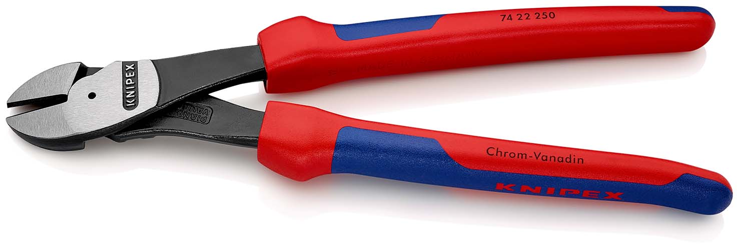 KNIPEX 74 22 250 Kraft-Seitenschneider 250 mm schwarz atramentiert mit Mehrkomponenten-Hüllen poliert Produktbild img2 L
