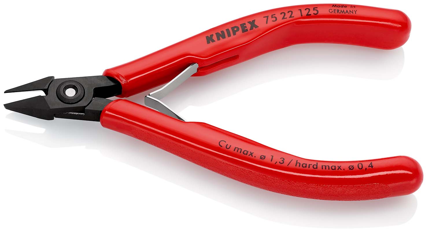 KNIPEX 75 22 125 Elektronik-Seitenschneider 125 mm brüniert mit Kunststoff-Hüllen Produktbild img2 L