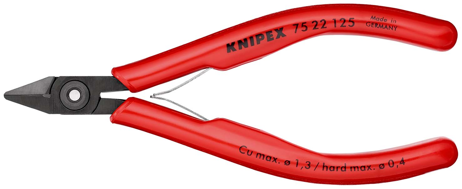 KNIPEX 75 22 125 Elektronik-Seitenschneider 125 mm brüniert mit Kunststoff-Hüllen Produktbild img1 L