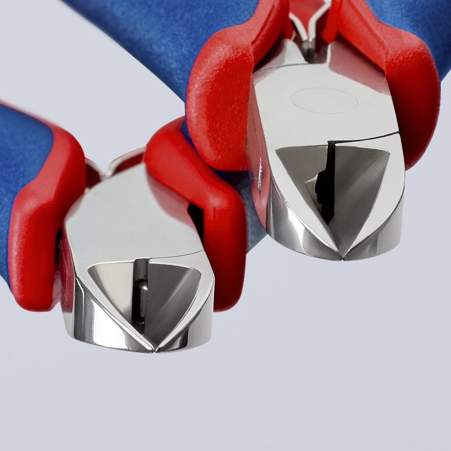 KNIPEX 77 02 130 Elektronik-Seitenschneider mit durchgestecktem Gelenk 130 mm mit Mehrkomponenten-Hüllen spiegelpoliert Produktbild img5 L