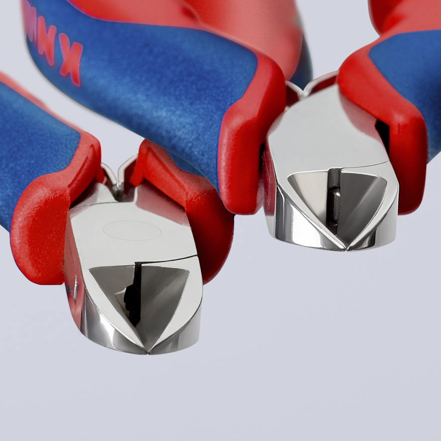 KNIPEX 77 02 130 Elektronik-Seitenschneider mit durchgestecktem Gelenk 130 mm mit Mehrkomponenten-Hüllen spiegelpoliert Produktbild img6 L