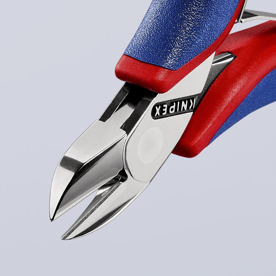 KNIPEX 77 02 130 Elektronik-Seitenschneider mit durchgestecktem Gelenk 130 mm mit Mehrkomponenten-Hüllen spiegelpoliert Produktbild img7 L