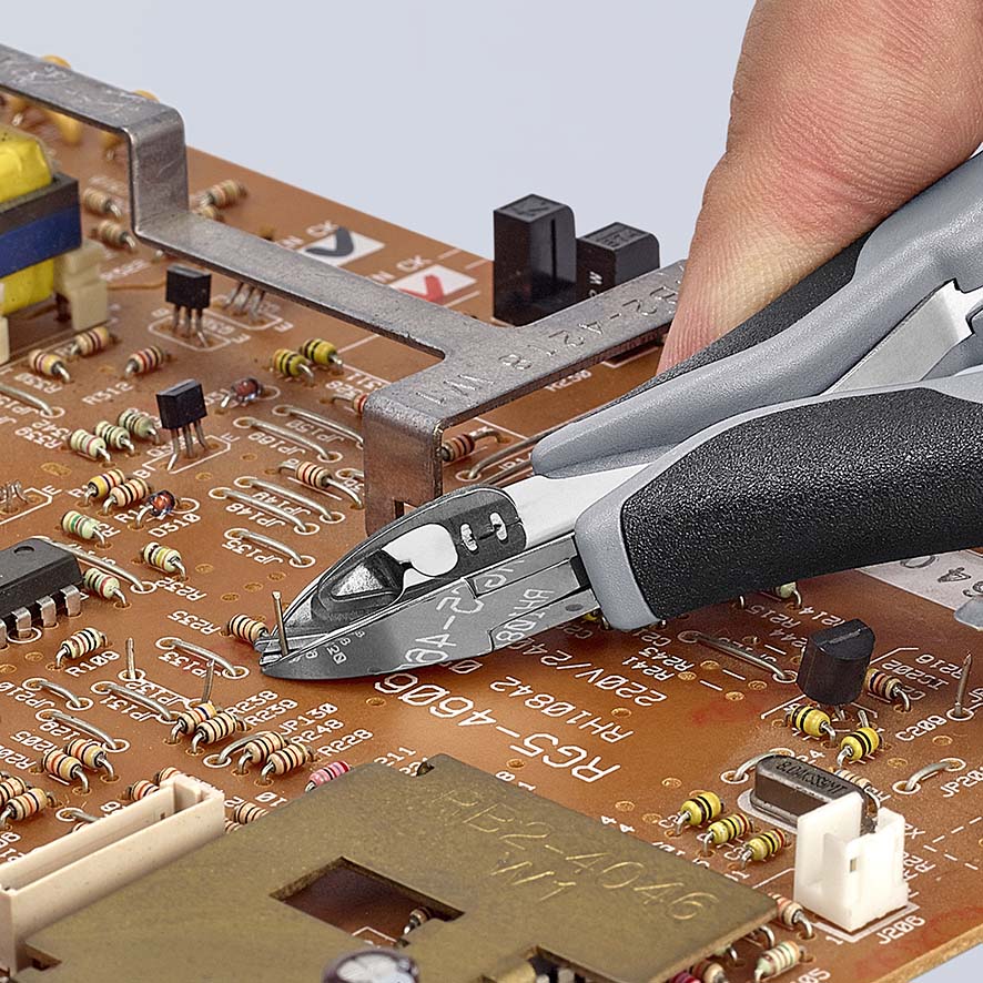 KNIPEX 77 12 115 ESD Elektronik-Seitenschneider ESD mit durchgestecktem Gelenk 115 mm mit Mehrkomponenten-Hüllen spiegelpoliert Produktbild img6 L