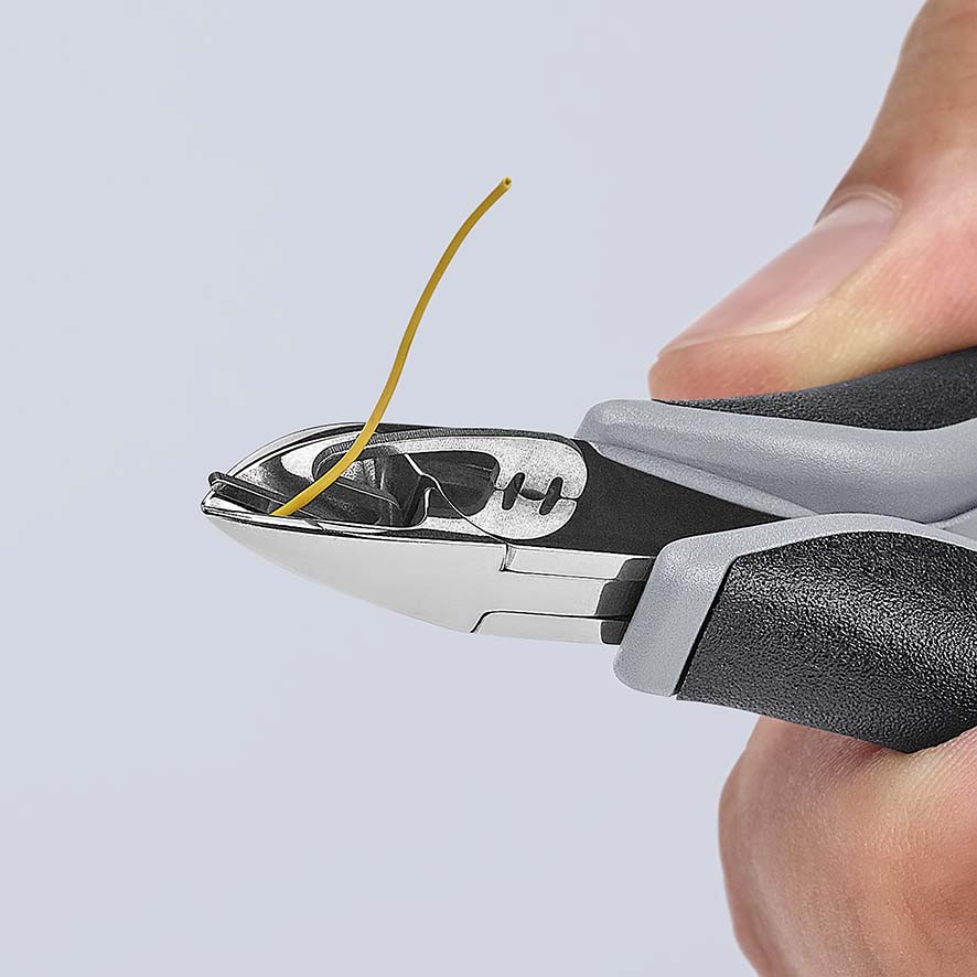 KNIPEX 77 12 115 ESD Elektronik-Seitenschneider ESD mit durchgestecktem Gelenk 115 mm mit Mehrkomponenten-Hüllen spiegelpoliert Produktbild img7 L