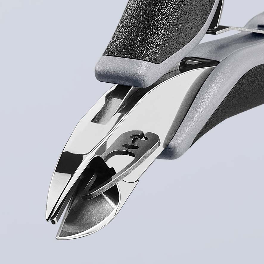 KNIPEX 77 12 115 ESD Elektronik-Seitenschneider ESD mit durchgestecktem Gelenk 115 mm mit Mehrkomponenten-Hüllen spiegelpoliert Produktbild img10 L