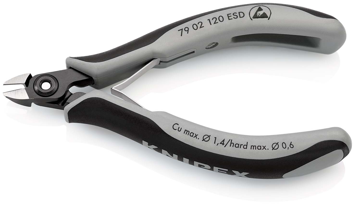 KNIPEX 79 02 120 ESD Präzisions-Elektronik-Seitenschneider ESD 120 mm brüniert mit Mehrkomponenten-Hüllen poliert Produktbild img2 L