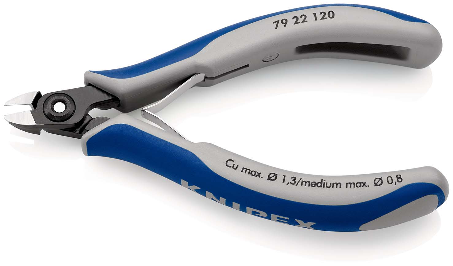 KNIPEX 79 22 120 Präzisions-Elektronik-Seitenschneider 120 mm brüniert mit Mehrkomponenten-Hüllen poliert Produktbild img2 L