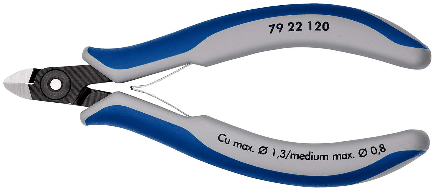 KNIPEX 79 22 120 Präzisions-Elektronik-Seitenschneider 120 mm brüniert mit Mehrkomponenten-Hüllen poliert Produktbild img1 L