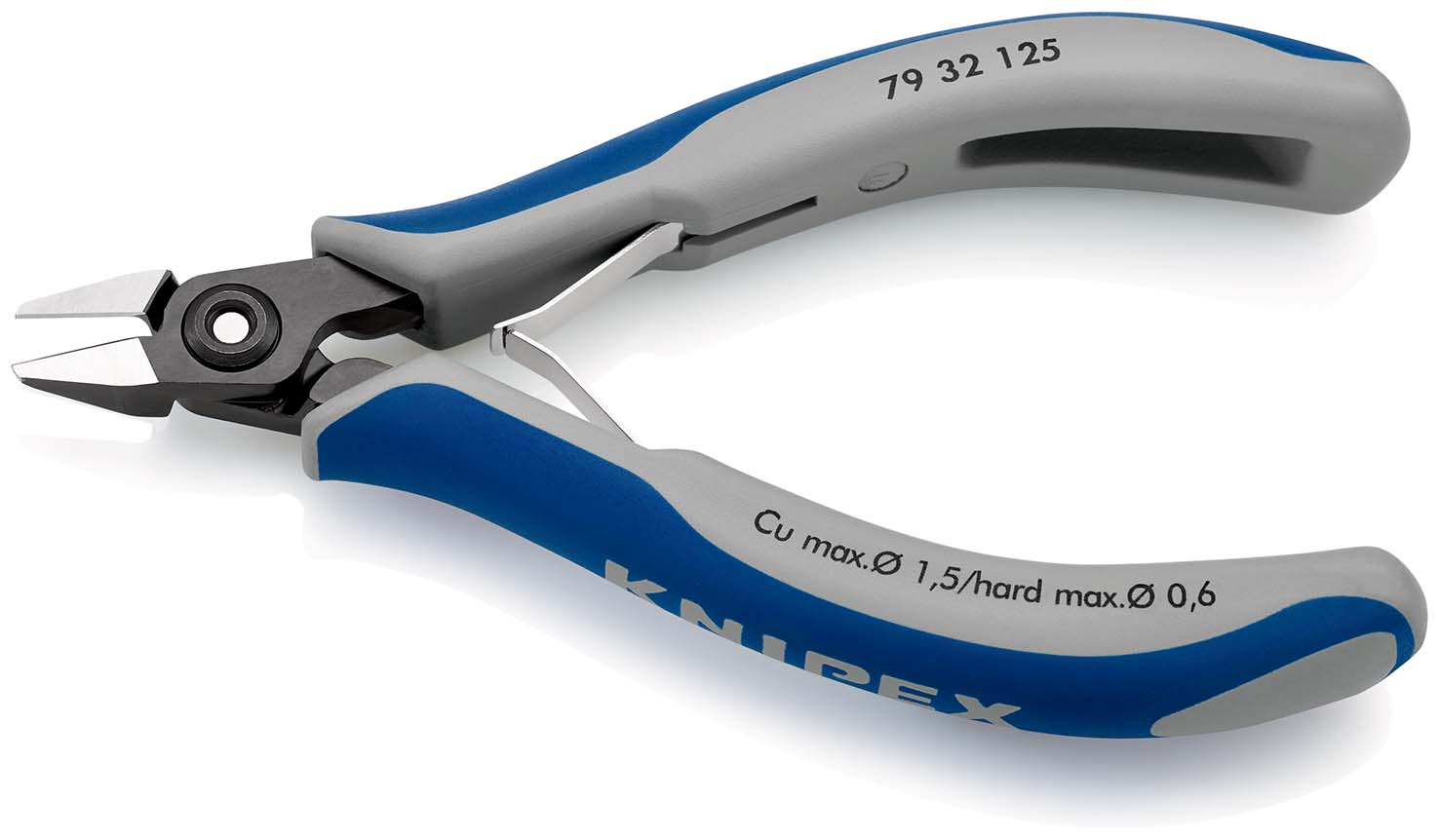KNIPEX 79 32 125 Präzisions-Elektronik-Seitenschneider 125 mm brüniert mit Mehrkomponenten-Hüllen poliert Produktbild img2 L