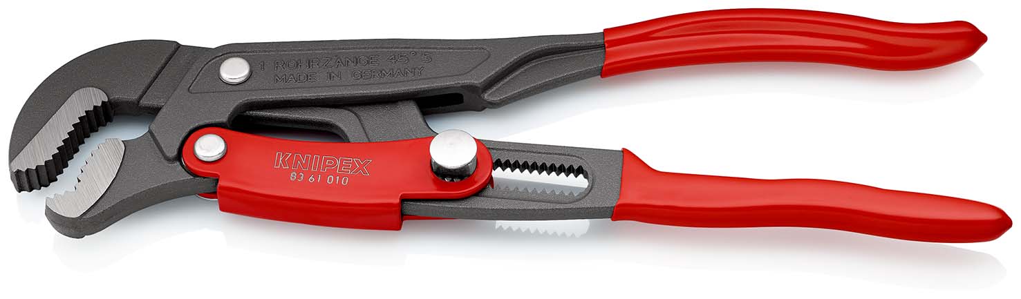 KNIPEX 83 61 010 Rohrzange S-Maul mit Schnelleinstellung 330 mm grau pulverbeschichtet mit Kunststoff überzogen Produktbild img2 L