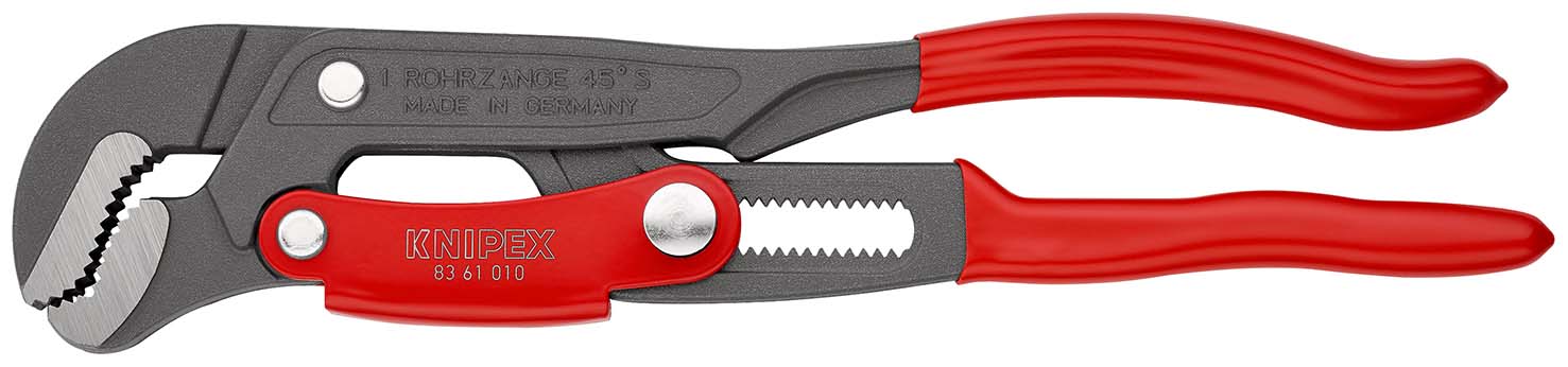 KNIPEX 83 61 010 Rohrzange S-Maul mit Schnelleinstellung 330 mm grau pulverbeschichtet mit Kunststoff überzogen Produktbild img1 L