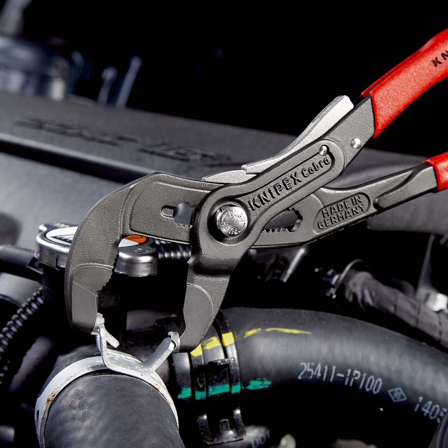 KNIPEX 85 51 250 AF Federbandschellenzange mit Feststeller 250 mm grau atramentiert mit rutschhemmendem Kunststoff überzogen Produktbild img3 L
