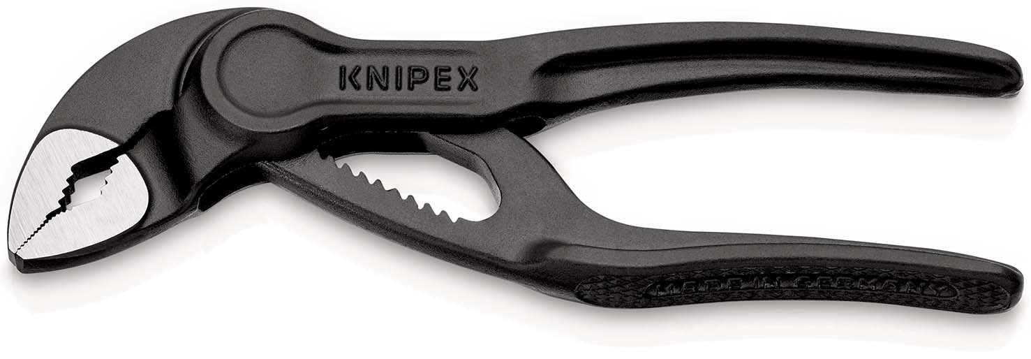 KNIPEX 87 00 100 BK Cobra® XS Rohr- und Wasserpumpenzange 100 mm grau atramentiert aufgeprägte, raue Oberfläche poliert Produktbild img1 L