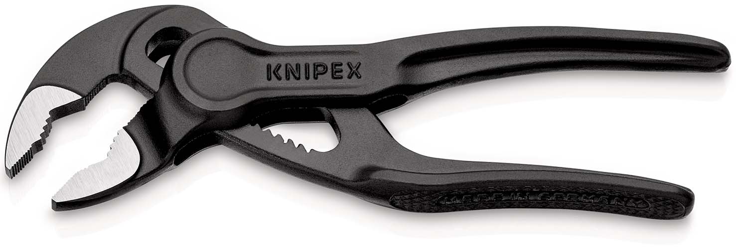 KNIPEX 87 00 100 BK Cobra® XS Rohr- und Wasserpumpenzange 100 mm grau atramentiert aufgeprägte, raue Oberfläche poliert Produktbild img2 L