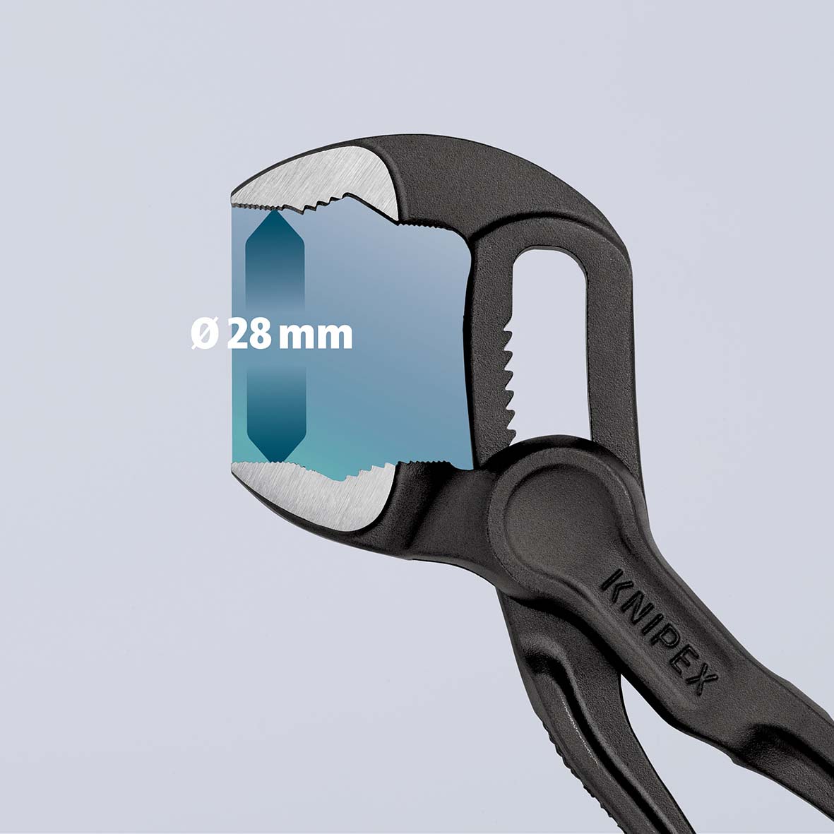 KNIPEX 87 00 100 BK Cobra® XS Rohr- und Wasserpumpenzange 100 mm grau atramentiert aufgeprägte, raue Oberfläche poliert Produktbild img8 L