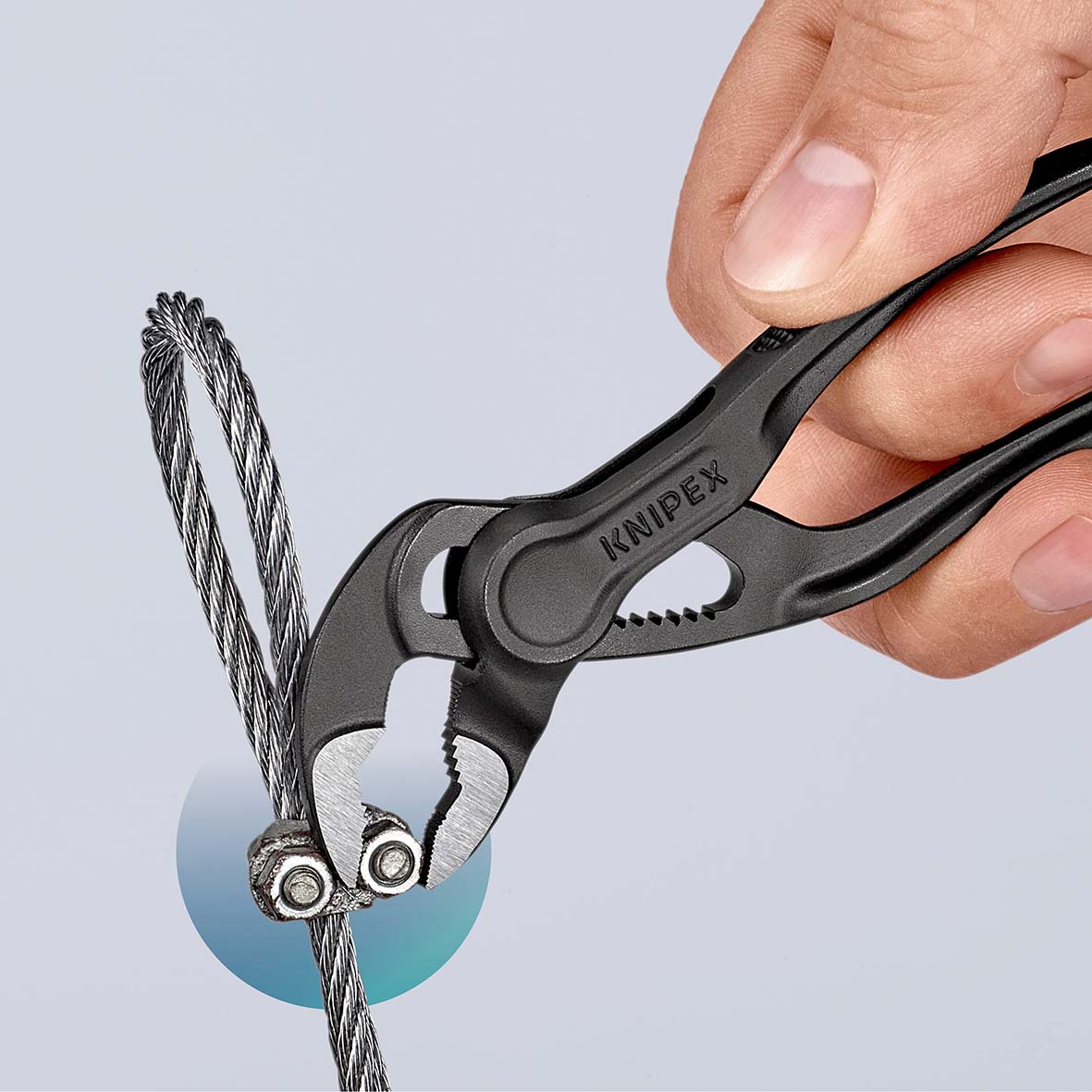 KNIPEX 87 00 100 BK Cobra® XS Rohr- und Wasserpumpenzange 100 mm grau atramentiert aufgeprägte, raue Oberfläche poliert Produktbild img9 L