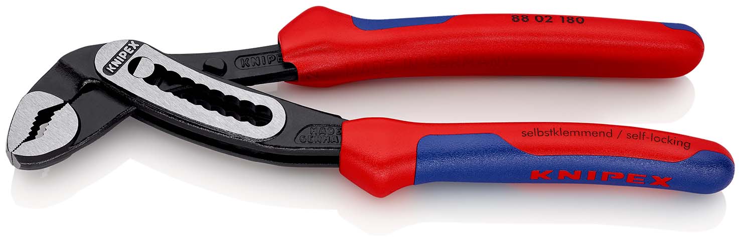 KNIPEX 88 02 180 Alligator® Wasserpumpenzange 180 mm schwarz atramentiert mit Mehrkomponenten-Hüllen poliert Produktbild img1 L