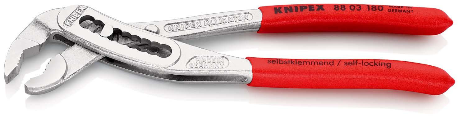 KNIPEX 88 03 180 Alligator® Wasserpumpenzange 180 mm verchromt mit rutschhemmendem Kunststoff überzogen Produktbild img2 L