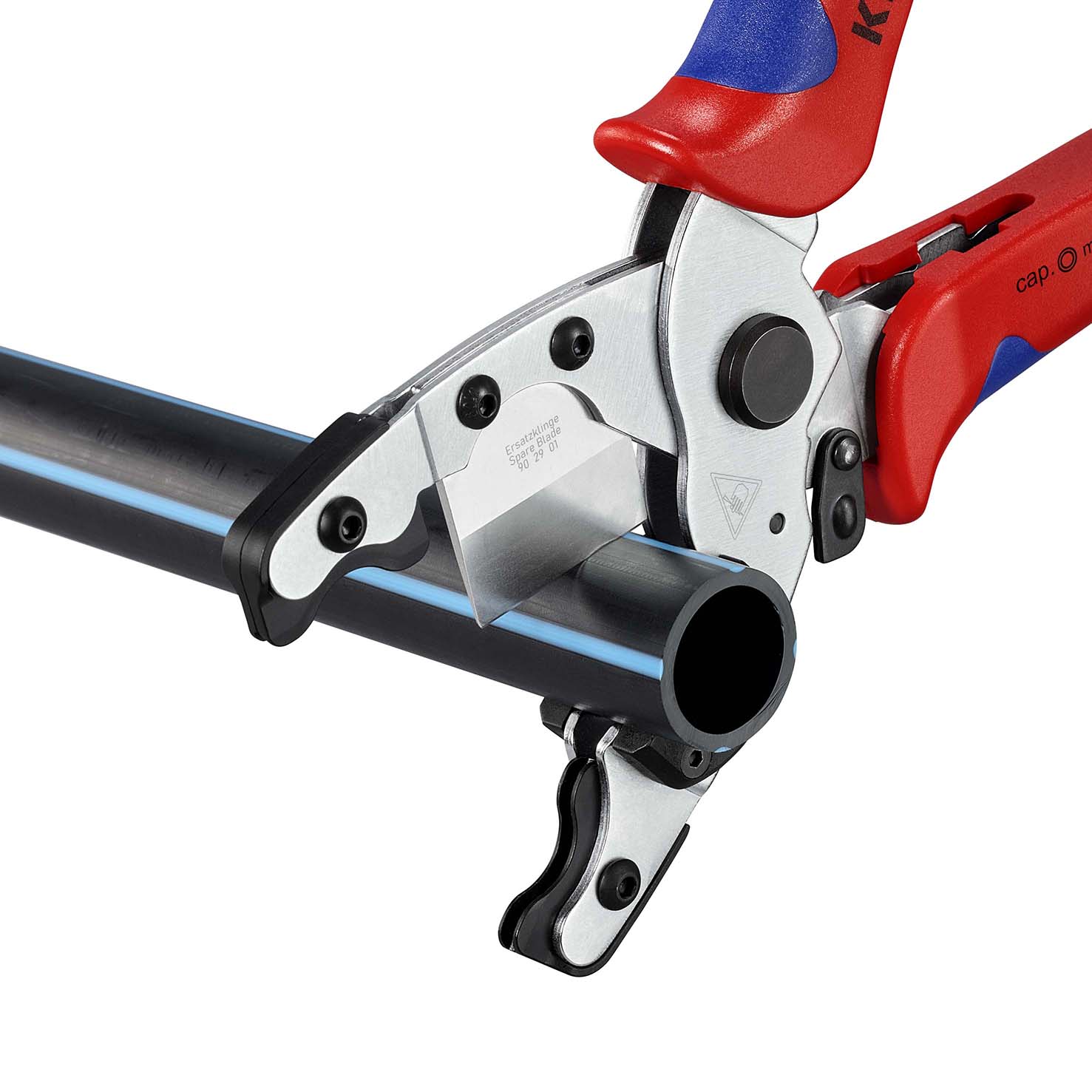 KNIPEX 90 25 20 Rohrschneider für Verbund- und Schutzrohre 210 mm verchromt mit Mehrkomponenten-Hüllen Produktbild img5 L