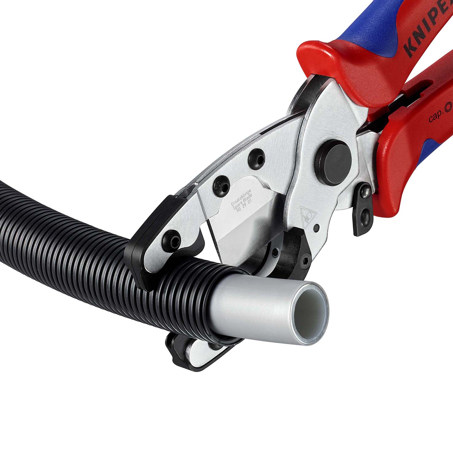 KNIPEX 90 25 20 Rohrschneider für Verbund- und Schutzrohre 210 mm verchromt mit Mehrkomponenten-Hüllen Produktbild img6 L