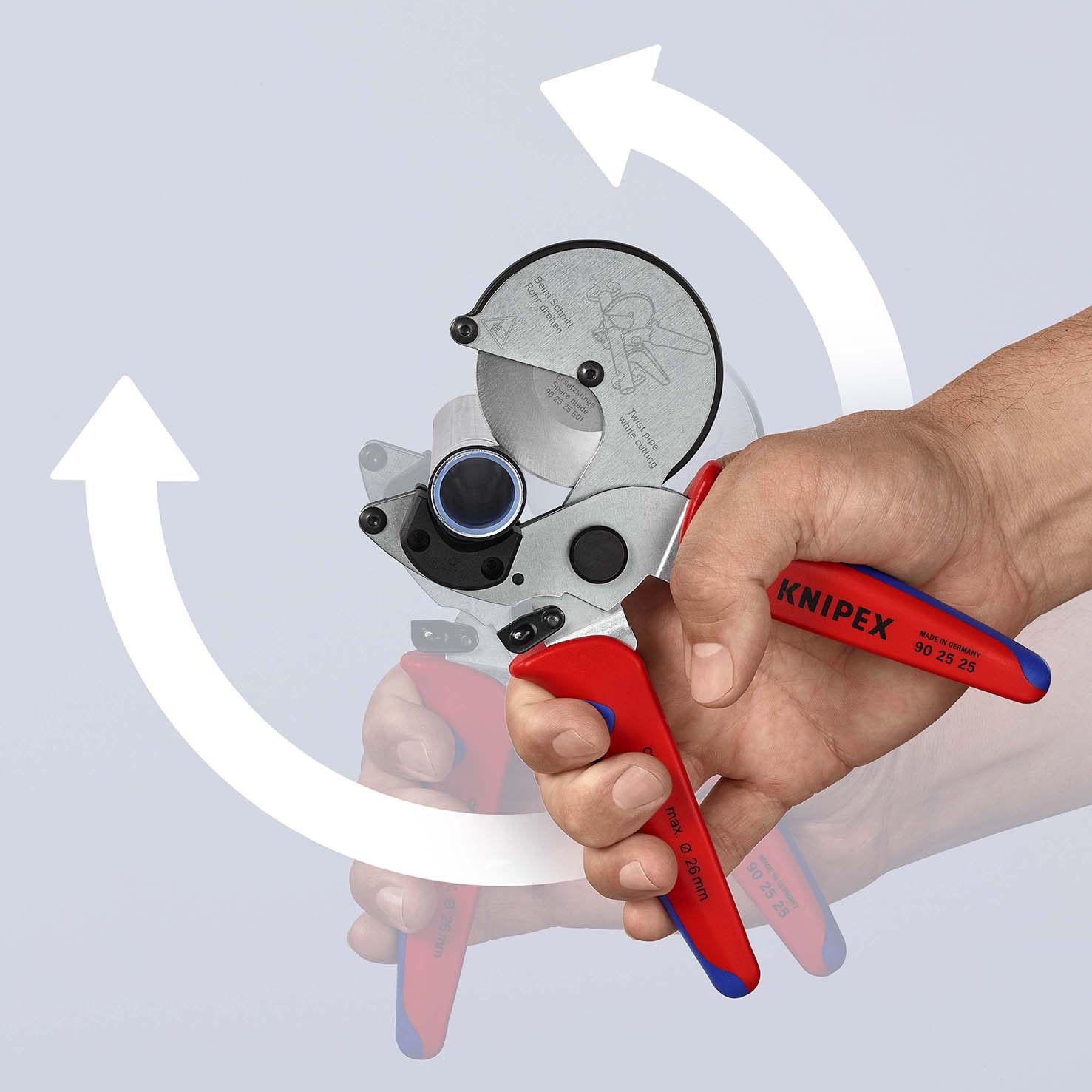 KNIPEX 90 25 20 Rohrschneider für Verbund- und Schutzrohre 210 mm verchromt mit Mehrkomponenten-Hüllen Produktbild img21 L