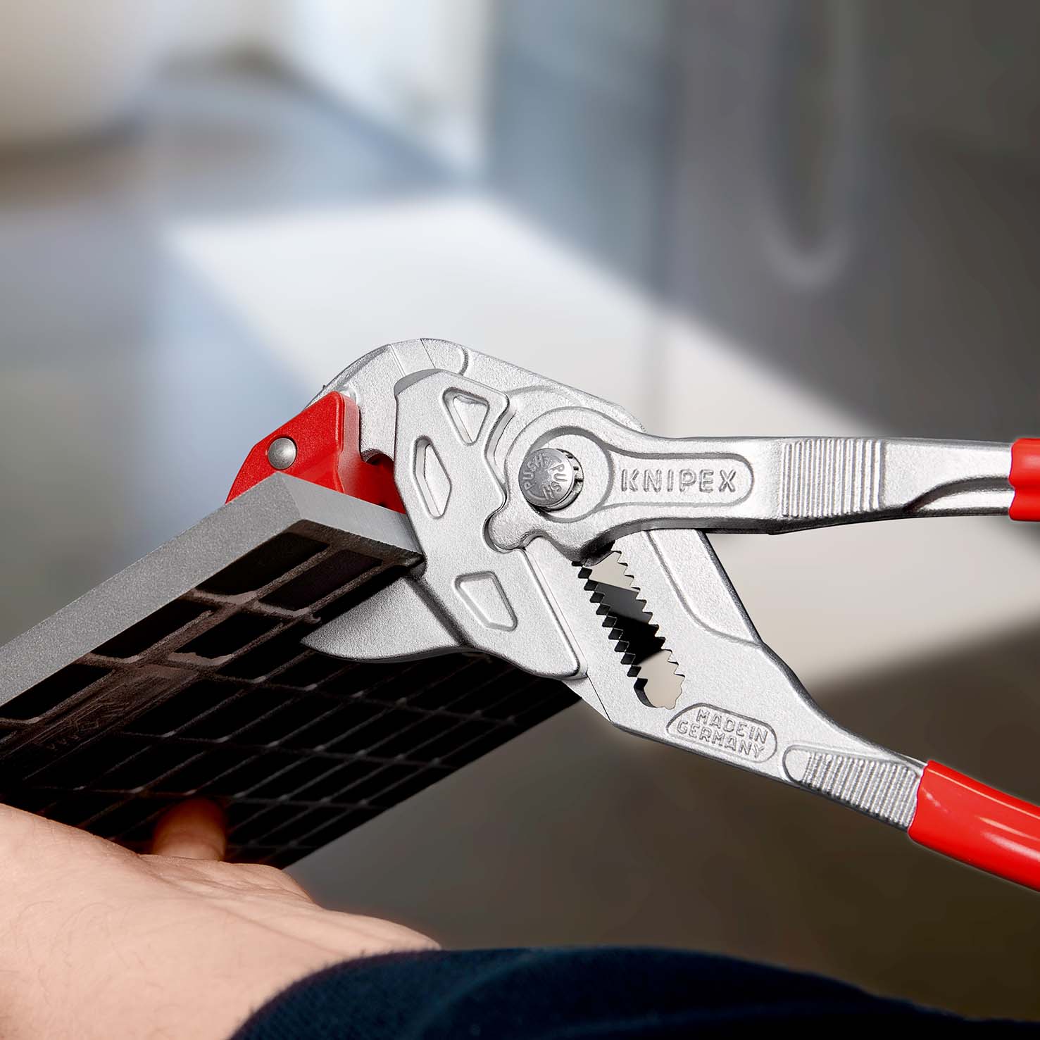 KNIPEX 91 13 250 Fliesenbrechzange 250 mm verchromt mit Kunststoff überzogen Produktbild img6 L