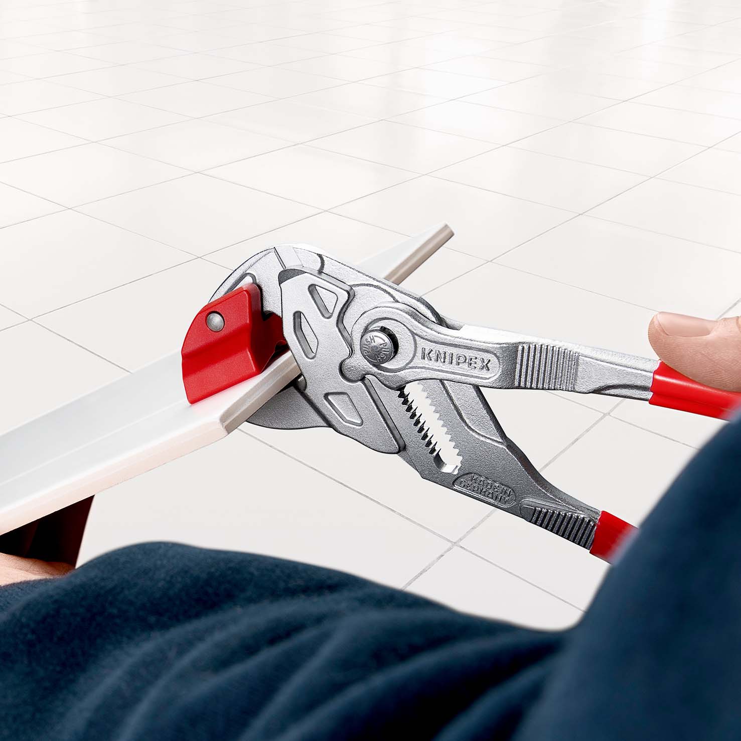 KNIPEX 91 13 250 Fliesenbrechzange 250 mm verchromt mit Kunststoff überzogen Produktbild img8 L