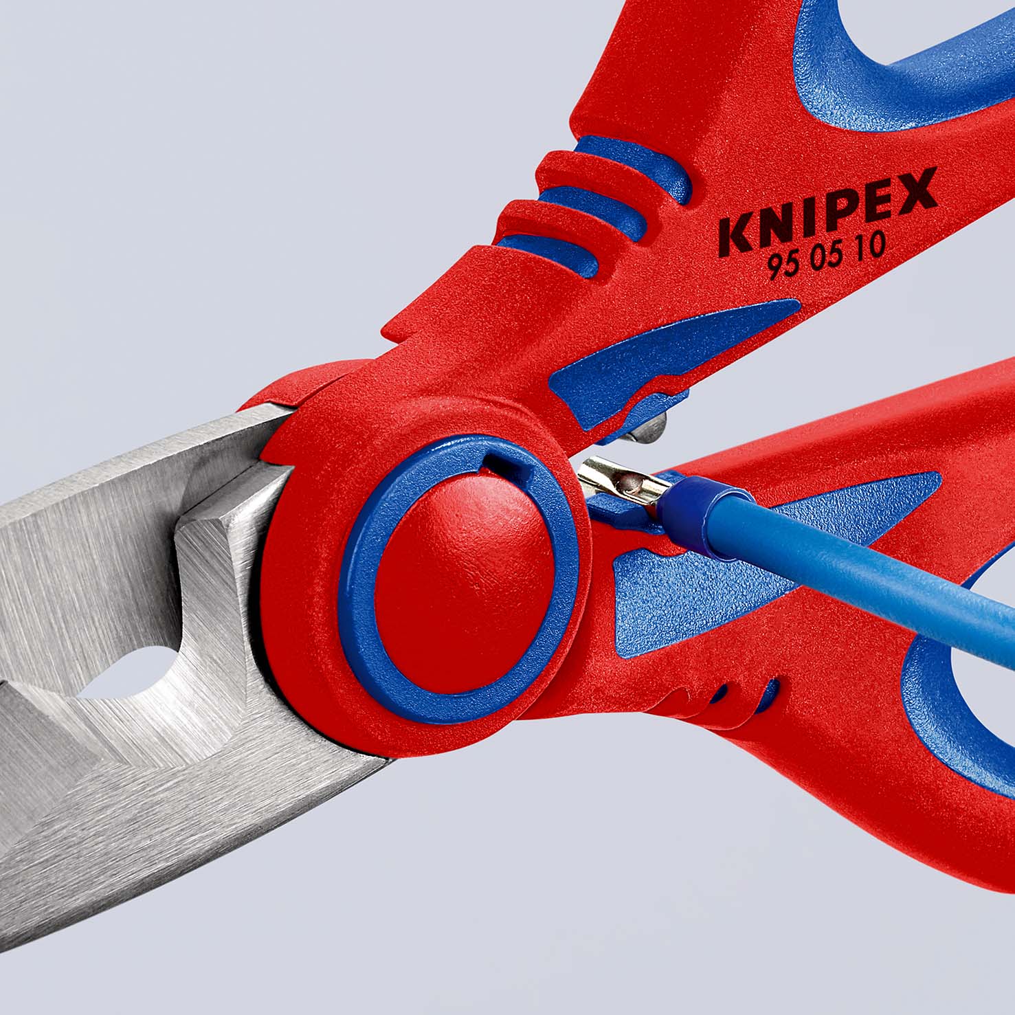KNIPEX 95 05 10 SB Elektrikerscheren 190 mm mit Mehrkomponenten-Hüllen, glasfaserverstärkt poliert Produktbild img8 L