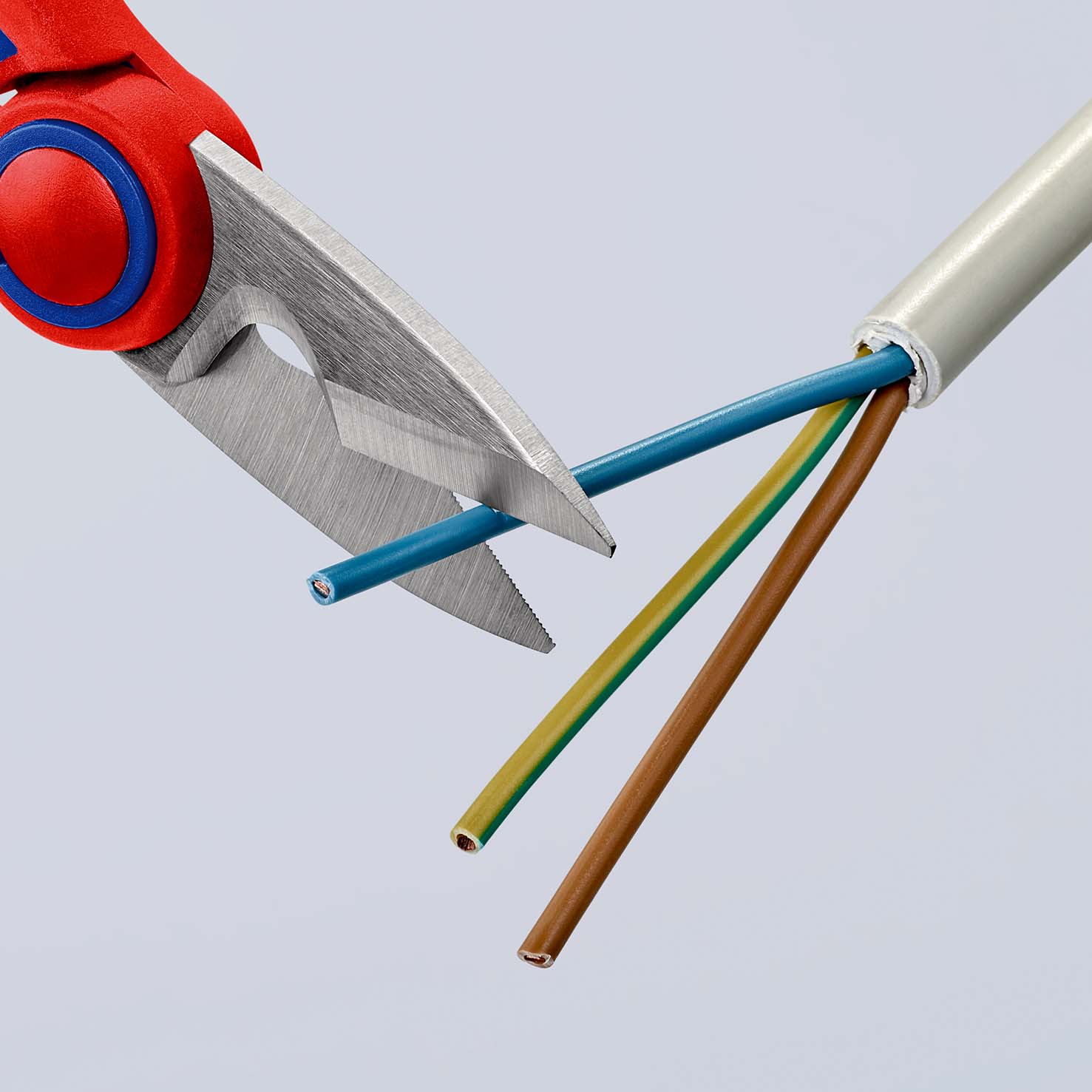 KNIPEX 95 05 10 SB Elektrikerscheren 190 mm mit Mehrkomponenten-Hüllen, glasfaserverstärkt poliert Produktbild img12 L