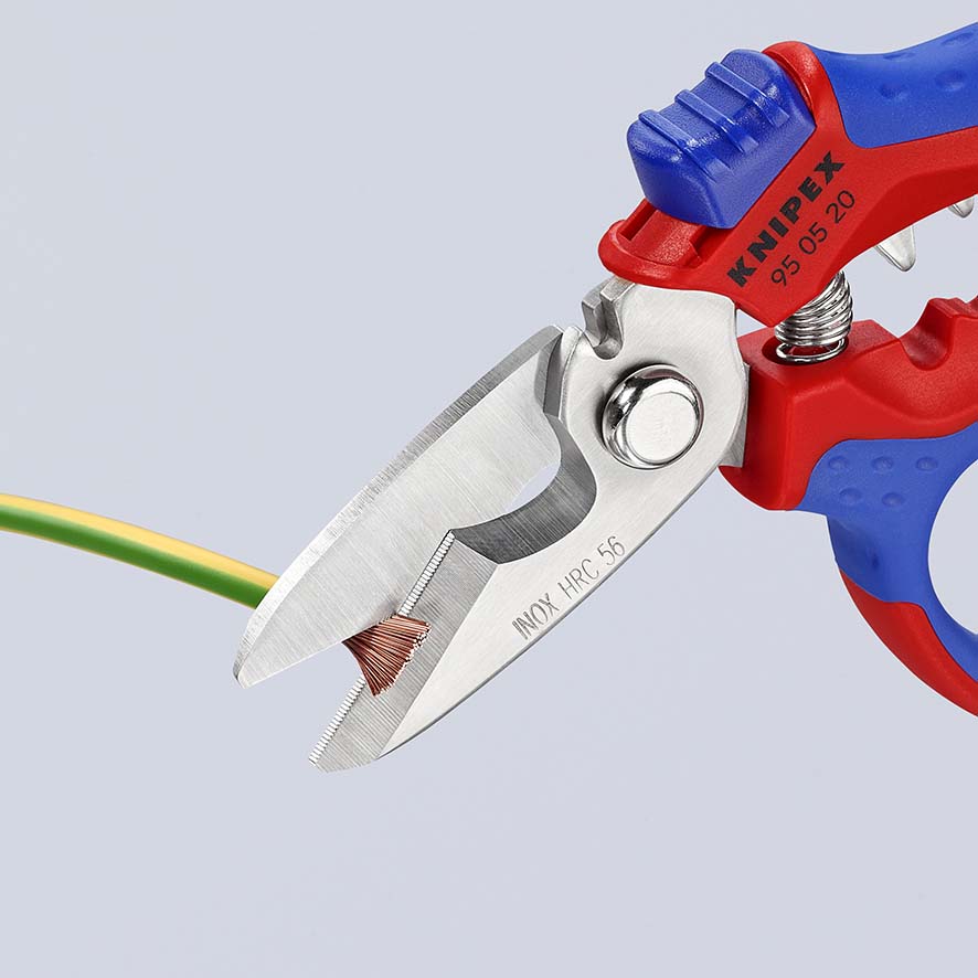 KNIPEX 95 05 155 SB Elektrikerscheren 155 mm mit Mehrkomponenten-Hüllen, glasfaserverstärkt poliert Produktbild img4 L