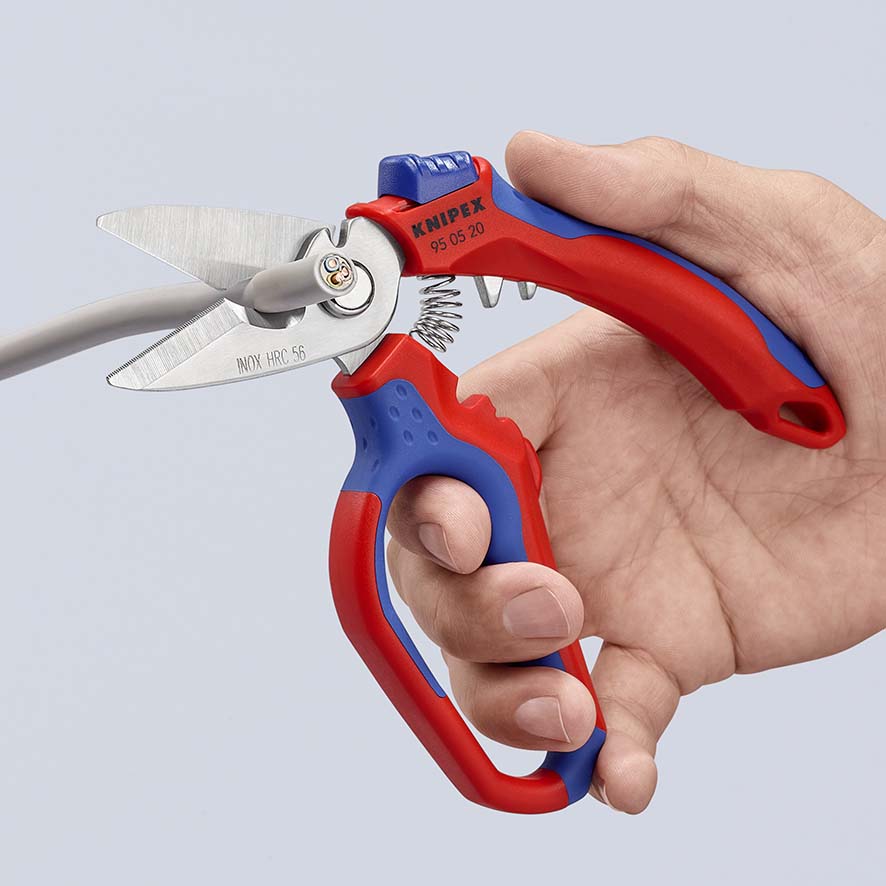 KNIPEX 95 05 155 SB Elektrikerscheren 155 mm mit Mehrkomponenten-Hüllen, glasfaserverstärkt poliert Produktbild img6 L