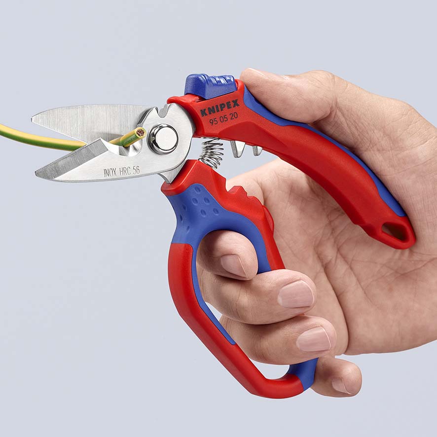 KNIPEX 95 05 155 SB Elektrikerscheren 155 mm mit Mehrkomponenten-Hüllen, glasfaserverstärkt poliert Produktbild img8 L