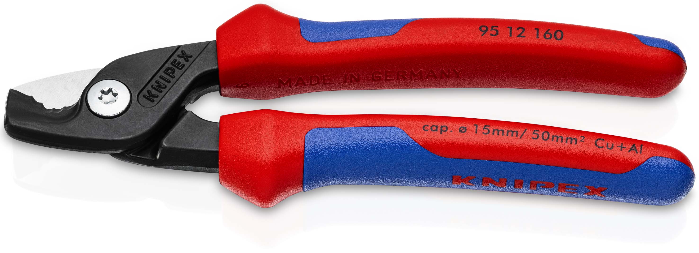 KNIPEX 95 12 160 StepCut® Kabelschere 160 mm brüniert mit Mehrkomponenten-Hüllen Produktbild img1 L