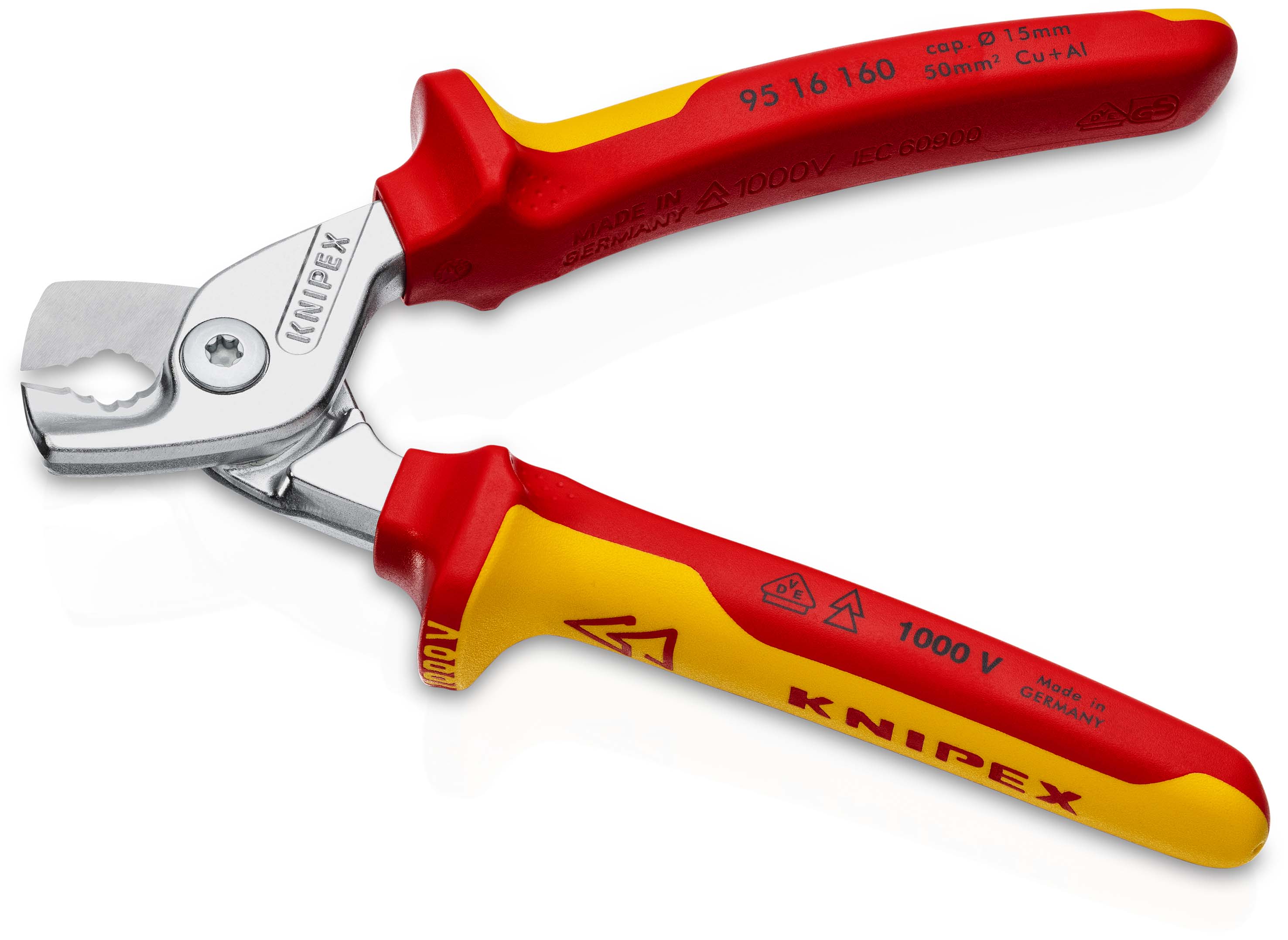 KNIPEX 95 16 160 StepCut® Kabelschere 160 mm verchromt isoliert mit Mehrkomponenten-Hüllen, VDE-geprüft Produktbild img2 L
