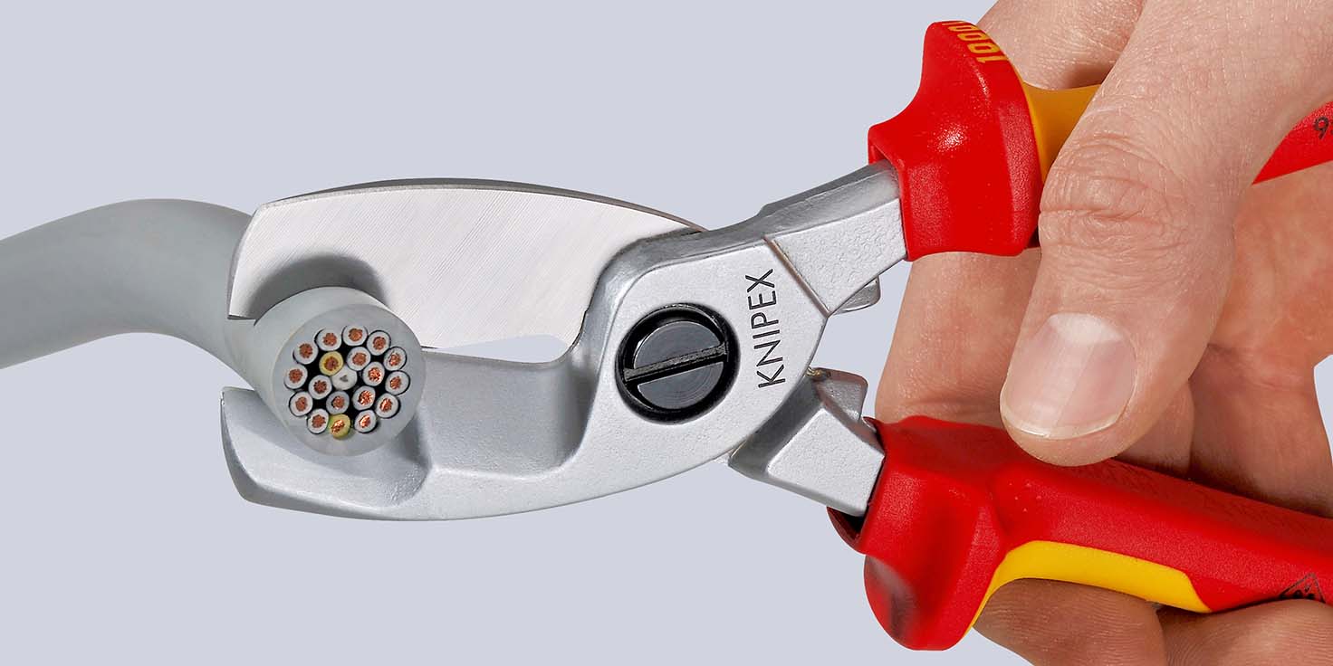 KNIPEX 95 17 200 Kabelschere mit Doppelschneide 200 mm verchromt tauchisoliert, VDE-geprüft Produktbild img3 L