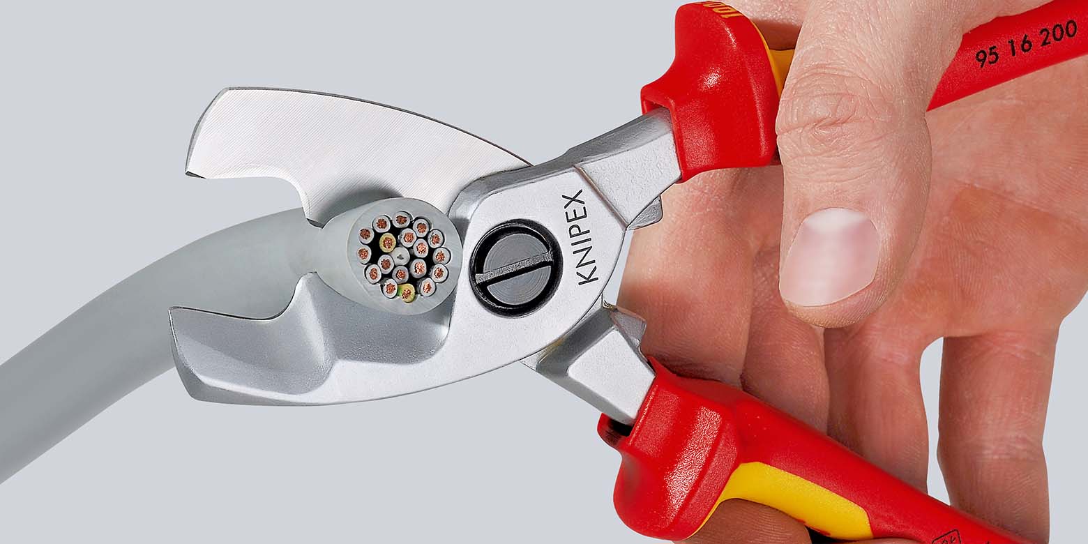 KNIPEX 95 17 200 Kabelschere mit Doppelschneide 200 mm verchromt tauchisoliert, VDE-geprüft Produktbild img4 L