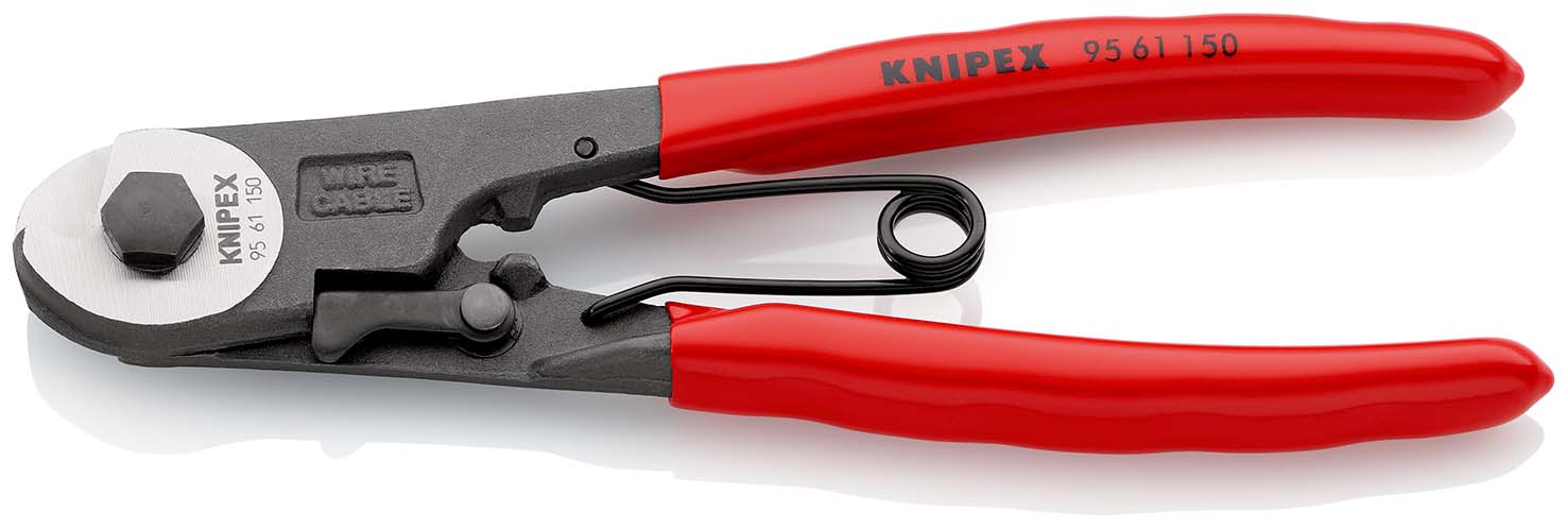 KNIPEX 95 61 150 Bowdenzugschneider 150 mm schwarz atramentiert mit Kunststoff überzogen poliert Produktbild img1 L