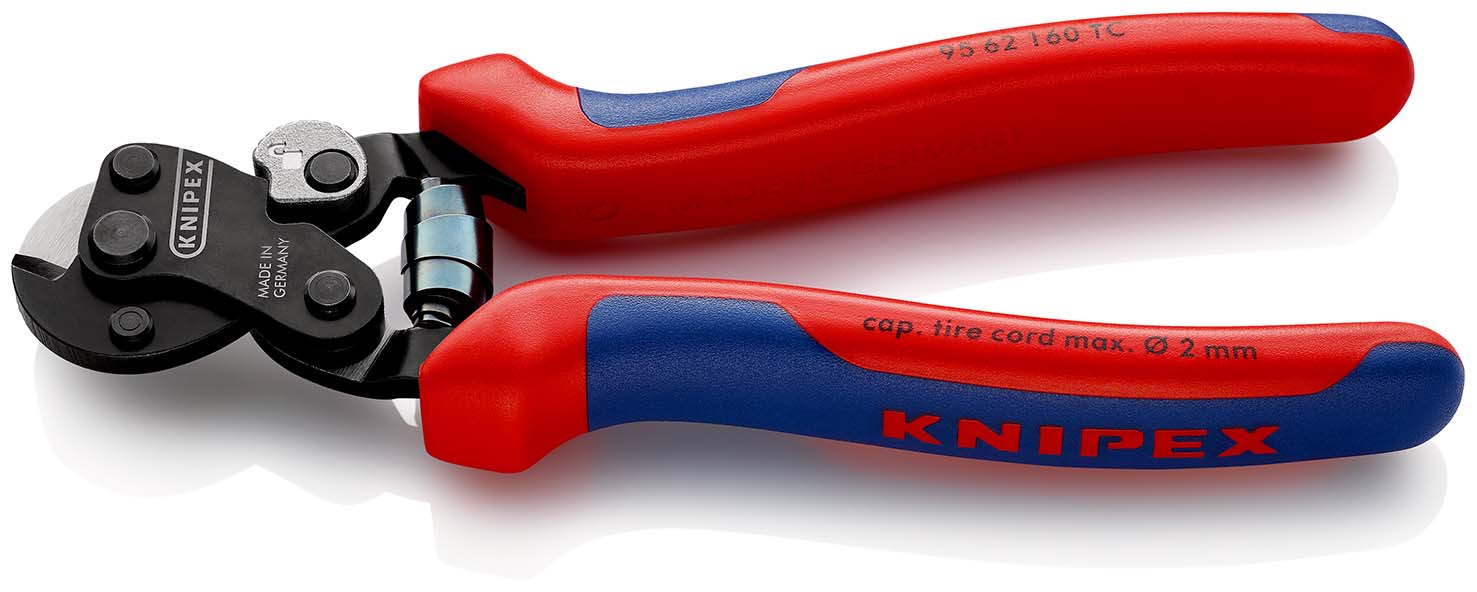 KNIPEX 95 62 160 TC Drahtseilschere für Reifencord 160 mm brüniert mit Mehrkomponenten-Hüllen brüniert Produktbild img1 L