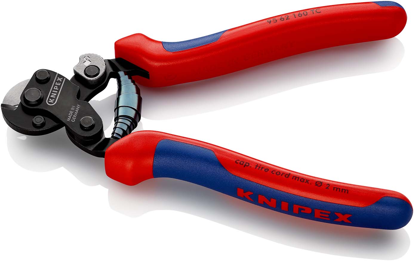 KNIPEX 95 62 160 TC Drahtseilschere für Reifencord 160 mm brüniert mit Mehrkomponenten-Hüllen brüniert Produktbild img2 L