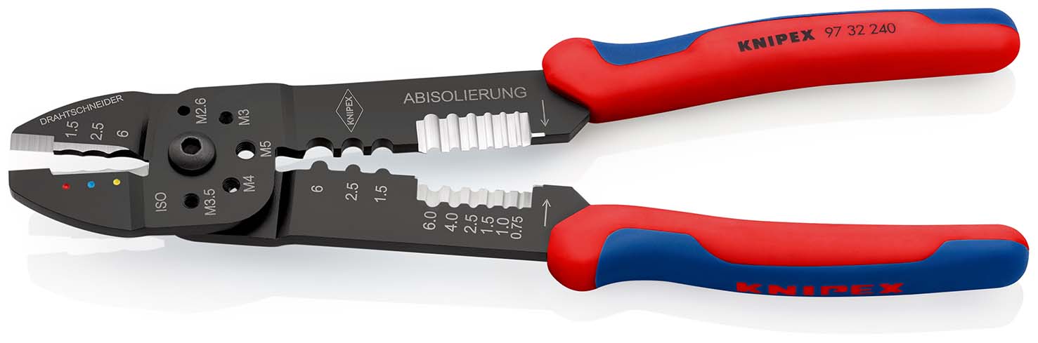 KNIPEX 97 32 240 SB Crimpzange 240 mm schwarz lackiert mit Mehrkomponenten-Hüllen Produktbild img2 L