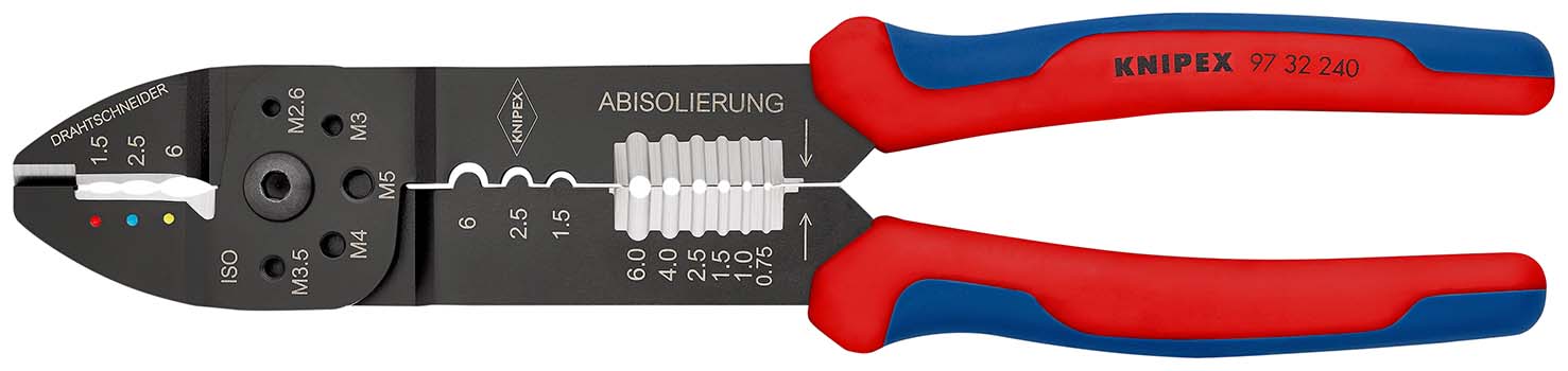 KNIPEX 97 32 240 SB Crimpzange 240 mm schwarz lackiert mit Mehrkomponenten-Hüllen Produktbild img1 L