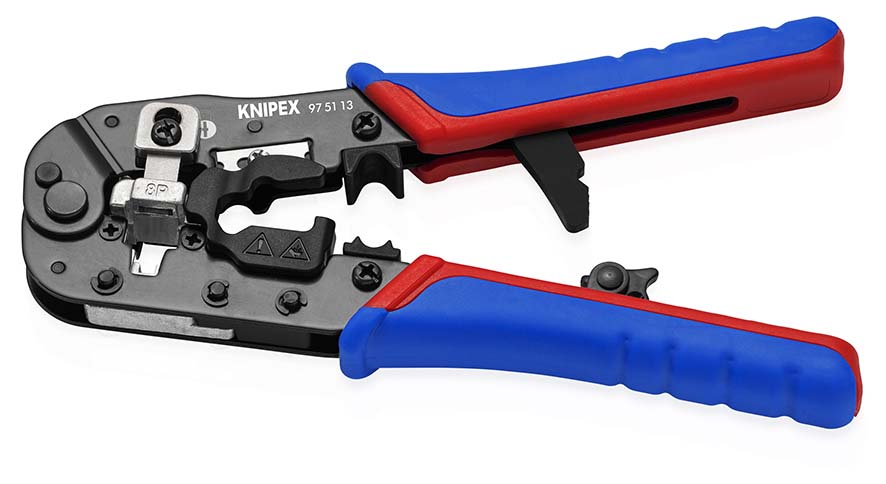KNIPEX 97 51 13 Crimpzange für RJ45-Westernstecker 190 mm brüniert mit Mehrkomponenten-Hüllen Produktbild img2 L