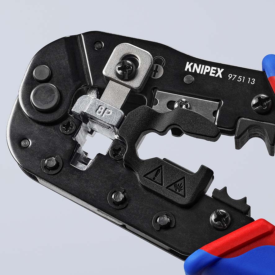 KNIPEX 97 51 13 Crimpzange für RJ45-Westernstecker 190 mm brüniert mit Mehrkomponenten-Hüllen Produktbild img12 L