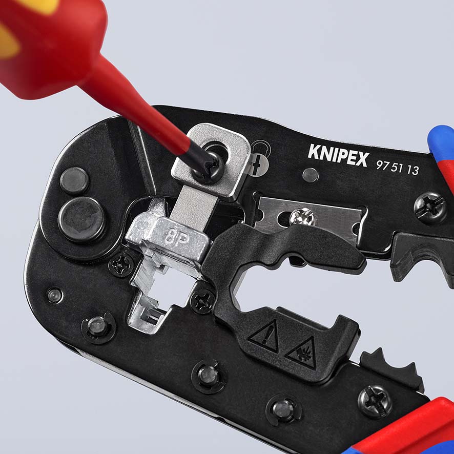 KNIPEX 97 51 13 Crimpzange für RJ45-Westernstecker 190 mm brüniert mit Mehrkomponenten-Hüllen Produktbild img13 L