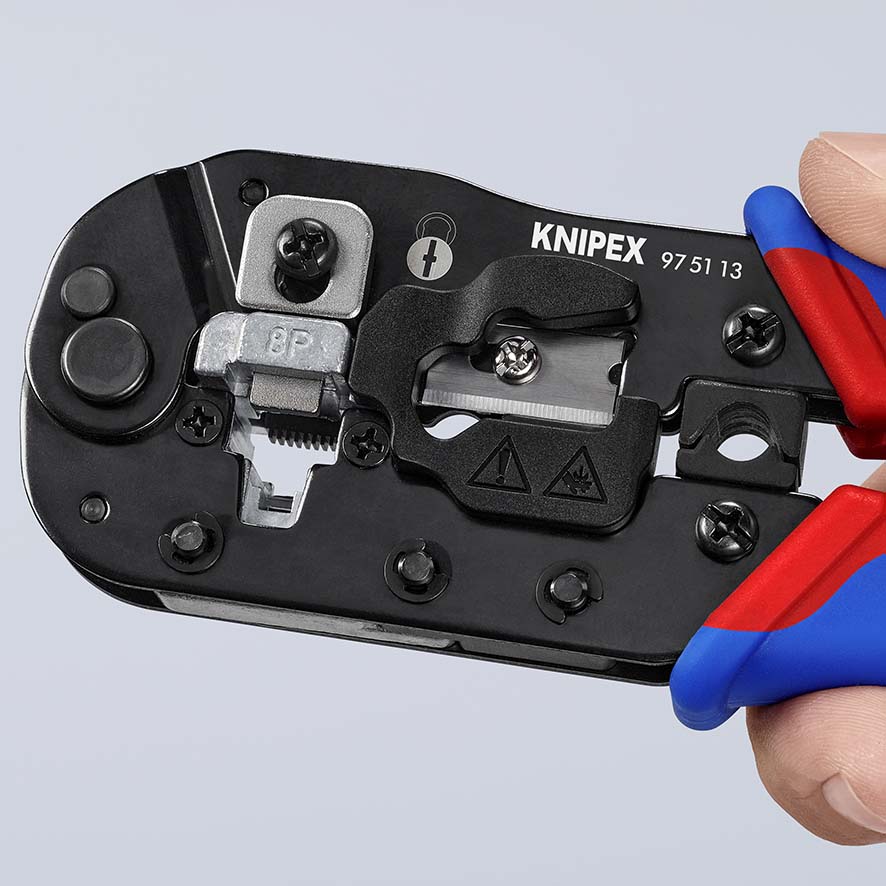 KNIPEX 97 51 13 Crimpzange für RJ45-Westernstecker 190 mm brüniert mit Mehrkomponenten-Hüllen Produktbild img14 L