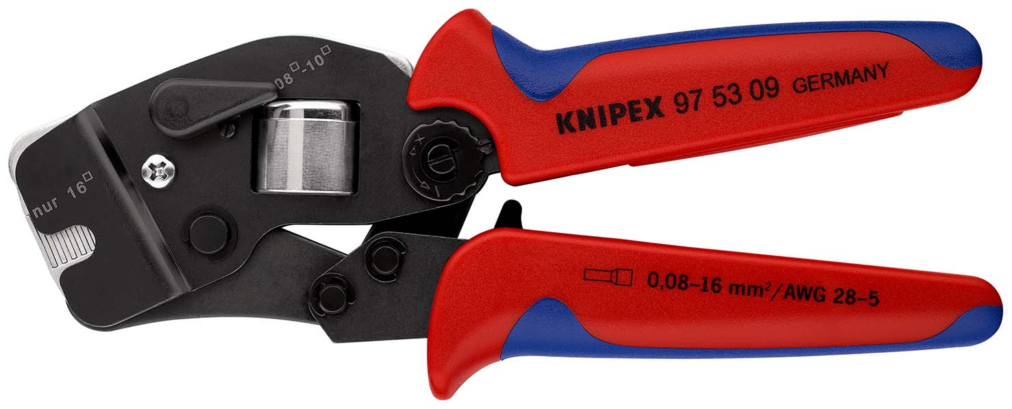 KNIPEX 97 53 09 SB Selbsteinstellende Crimpzange für Aderendhülsen mit Fronteinführung 190 mm brüniert mit Mehrkomponenten-Hüllen Produktbild img1 L