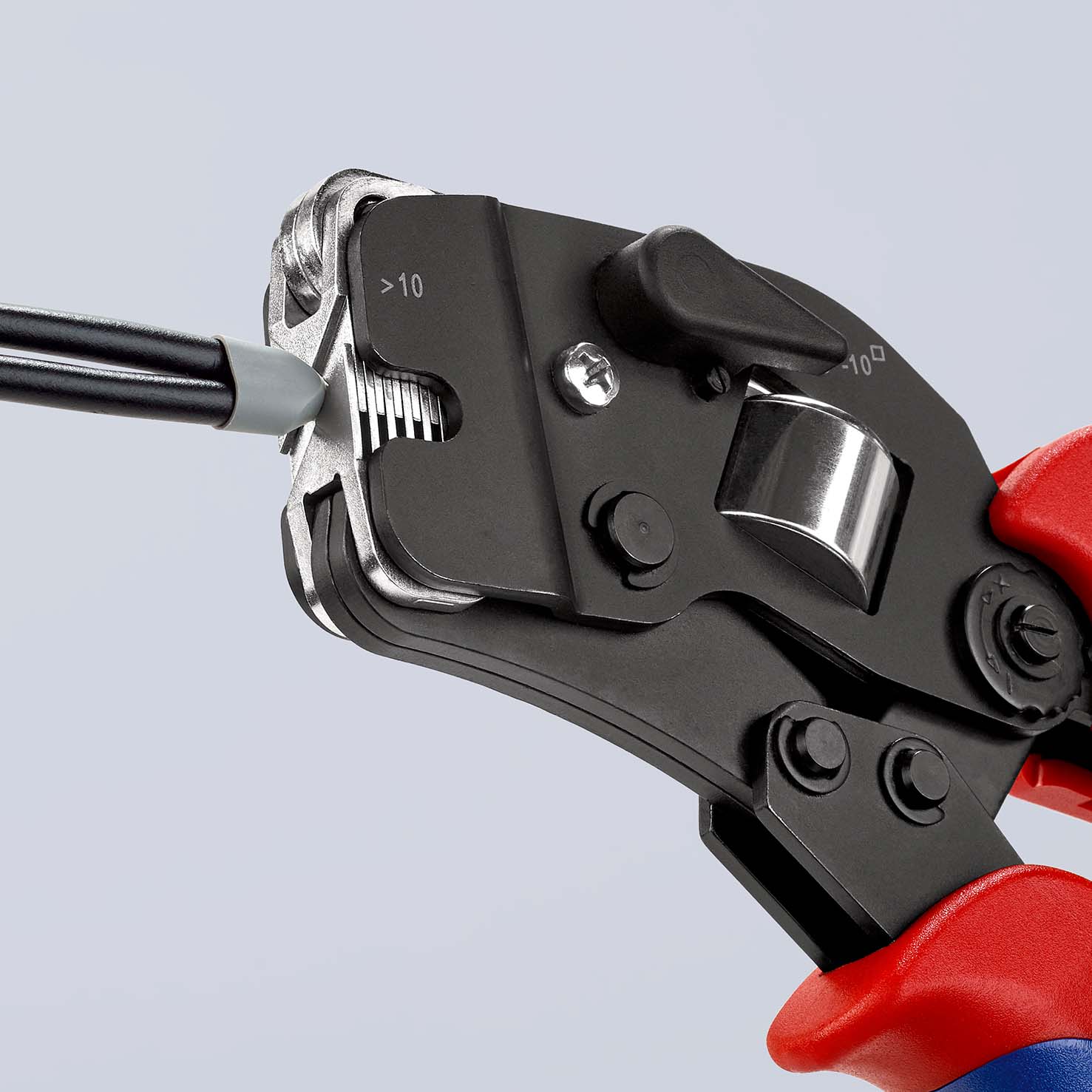 KNIPEX 97 53 09 SB Selbsteinstellende Crimpzange für Aderendhülsen mit Fronteinführung 190 mm brüniert mit Mehrkomponenten-Hüllen Produktbild img10 L
