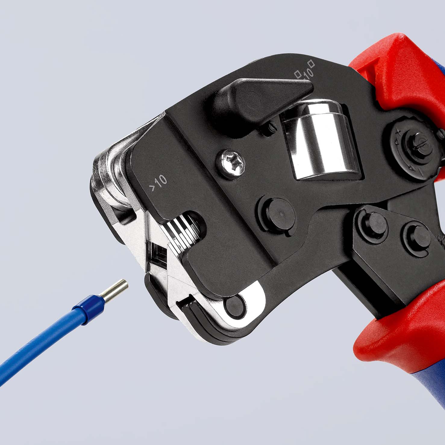 KNIPEX 97 53 09 SB Selbsteinstellende Crimpzange für Aderendhülsen mit Fronteinführung 190 mm brüniert mit Mehrkomponenten-Hüllen Produktbild img12 L