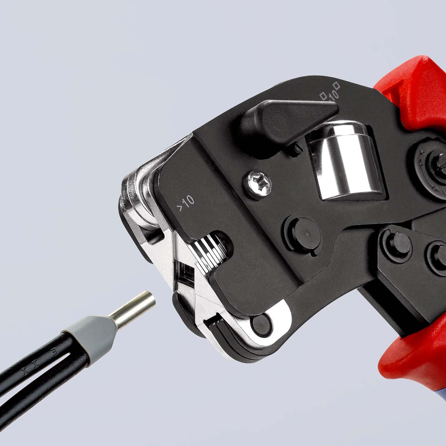 KNIPEX 97 53 09 SB Selbsteinstellende Crimpzange für Aderendhülsen mit Fronteinführung 190 mm brüniert mit Mehrkomponenten-Hüllen Produktbild img13 L