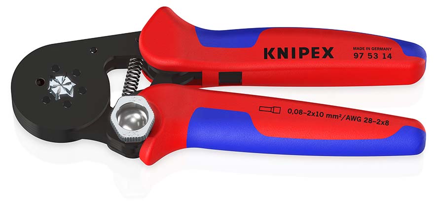 KNIPEX 97 53 14 SB Selbsteinstellende Crimpzange für Aderendhülsen mit Seiteneinführung 180 mm brüniert mit Mehrkomponenten-Hüllen Produktbild img1 L